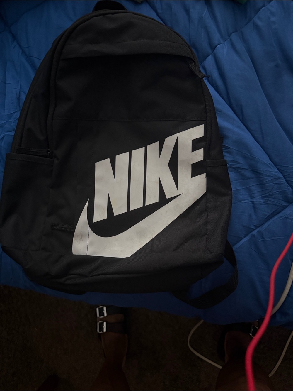 Nike Black Backpack with Large White NIKE Wordmark and Swoosh